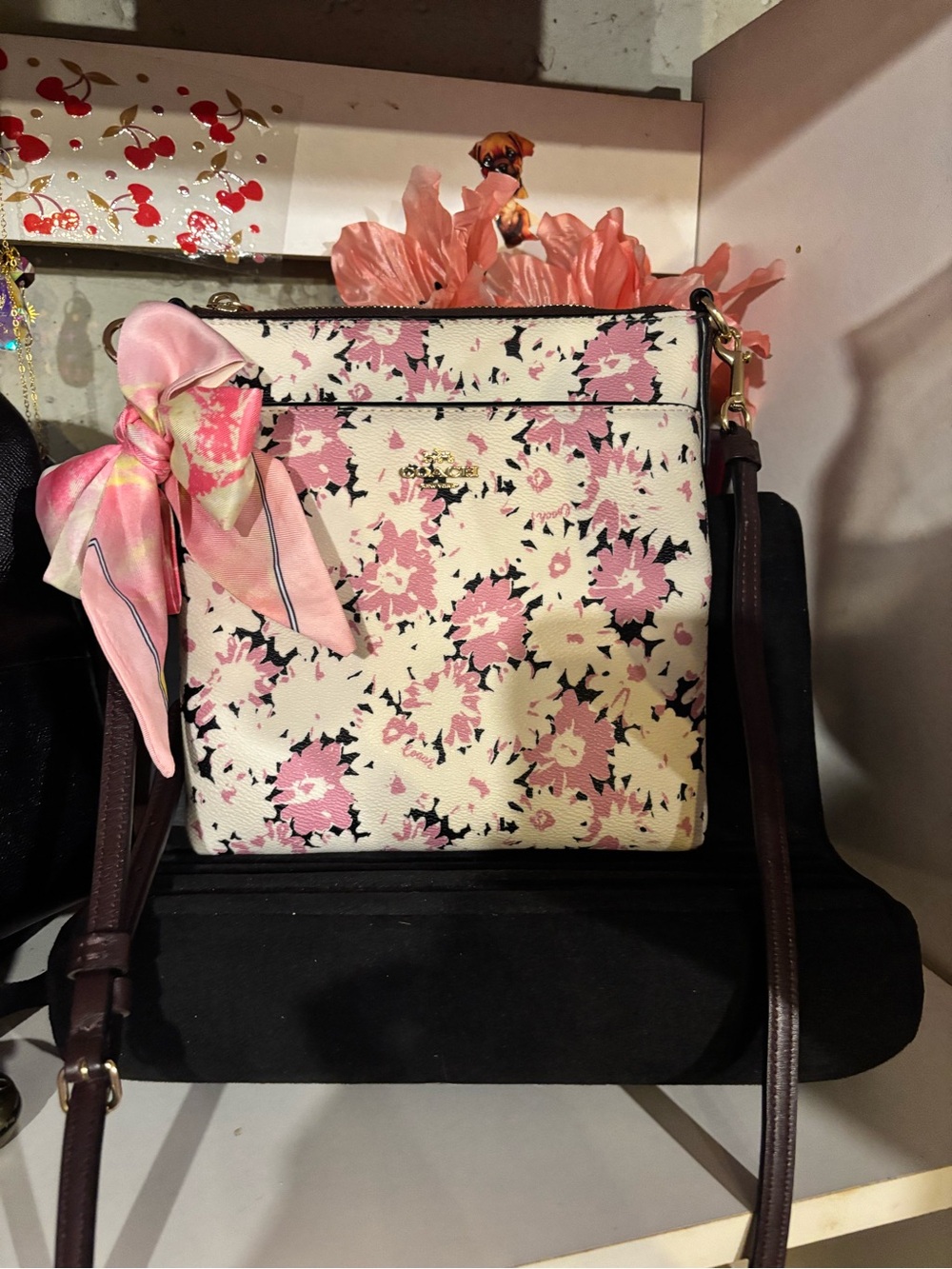 Coach Floral Crossbody Bag in Pink and Cream excellent condition